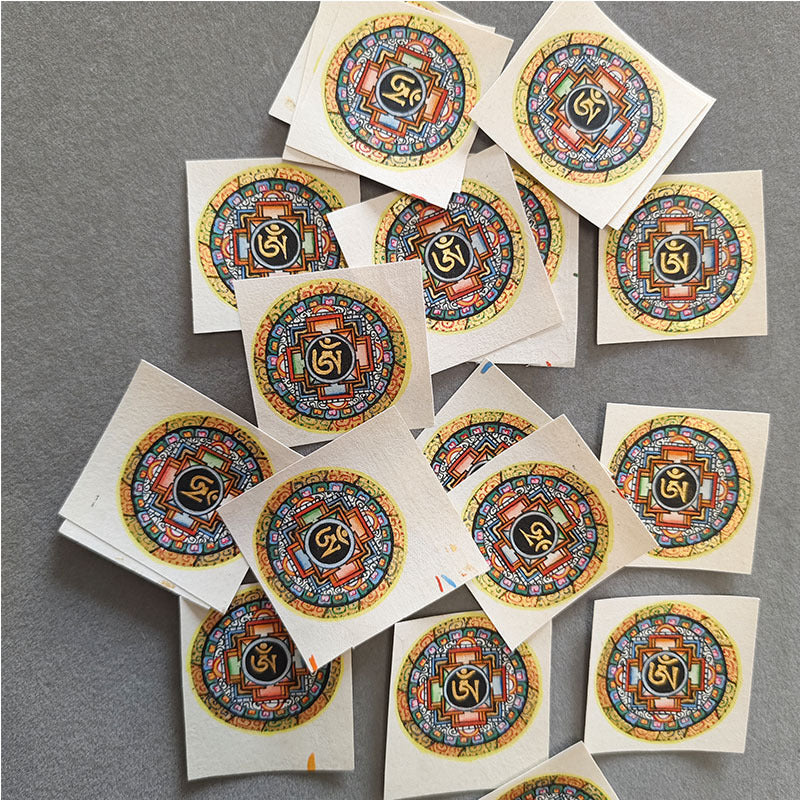 zensoullab Nepal Hand-painted Six-Word Mantra Scripture Altar Offering Thangka Round Gawu Box Guanyin Small Thangka Painting Necklace Pendant