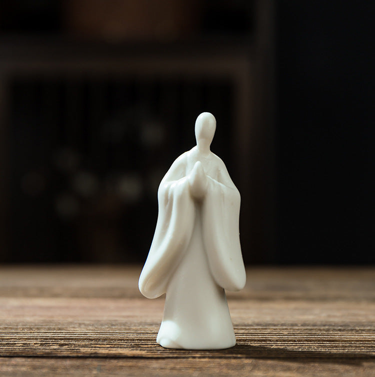 zensoullab Mini Fingertip Monk Ceramic Small Buddha Ornament White Porcelain Formless Buddha Micro Landscape Fish Tank Decoration Desktop Decoration