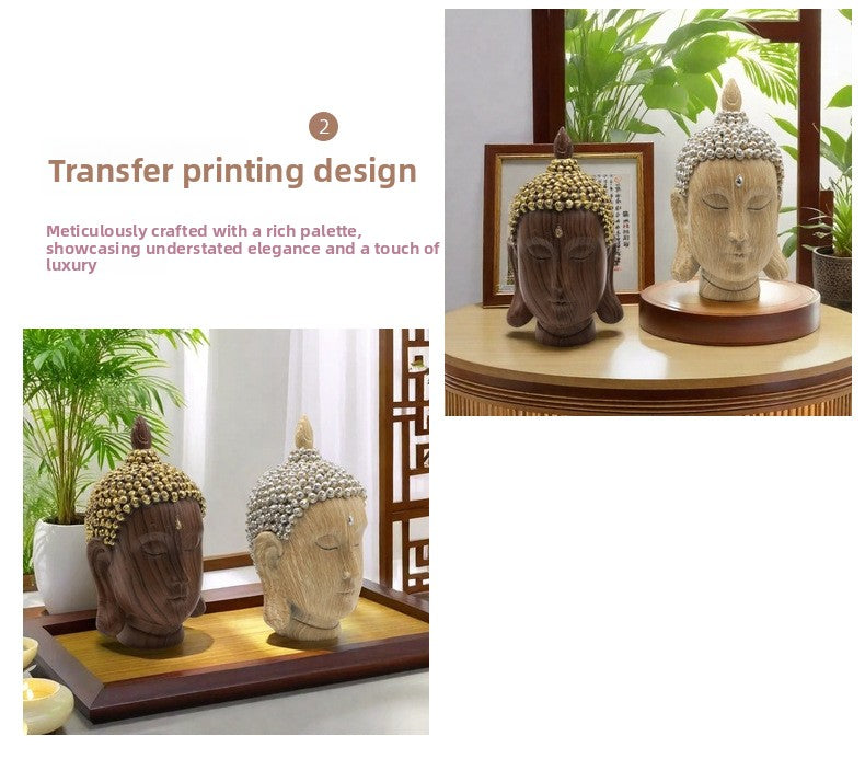 zensoullab Southeast Asian Buddha Statue Buddha Head Ornament New Chinese Zen Resin Craft Living Room Tea Room Home Retro Decoration