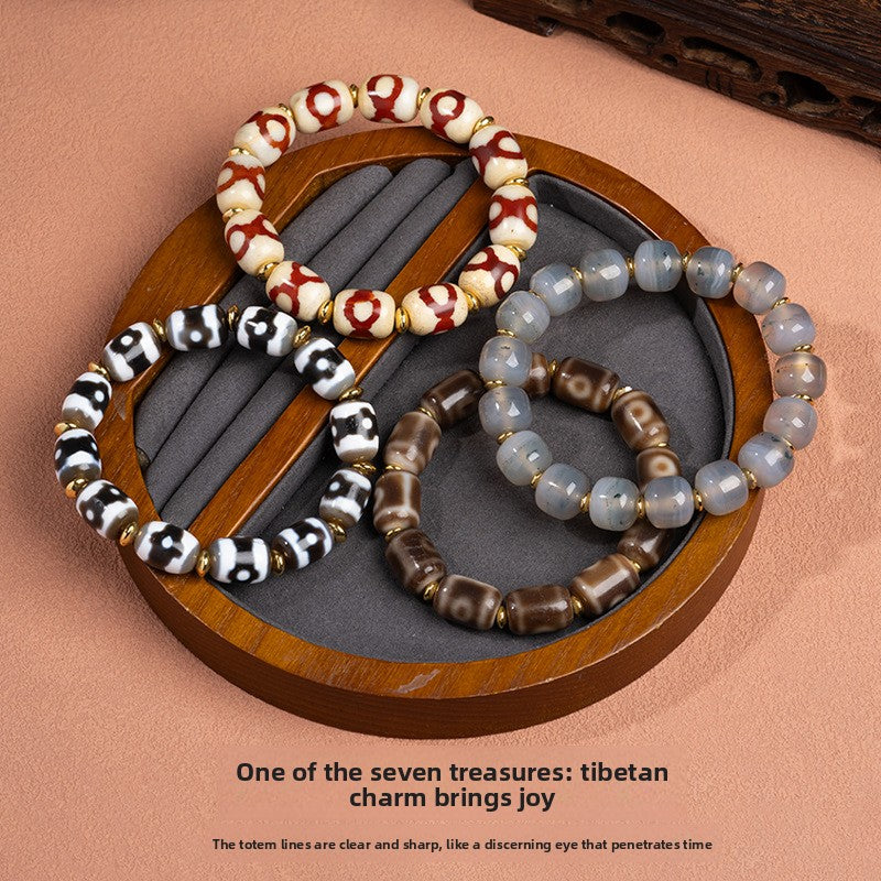 zensoullab Natural Tiger Tooth Dzi Bead Agate Bracelet Fashion Versatile High-Quality Unisex Couple Style Single Circle Bracelet In Stock
