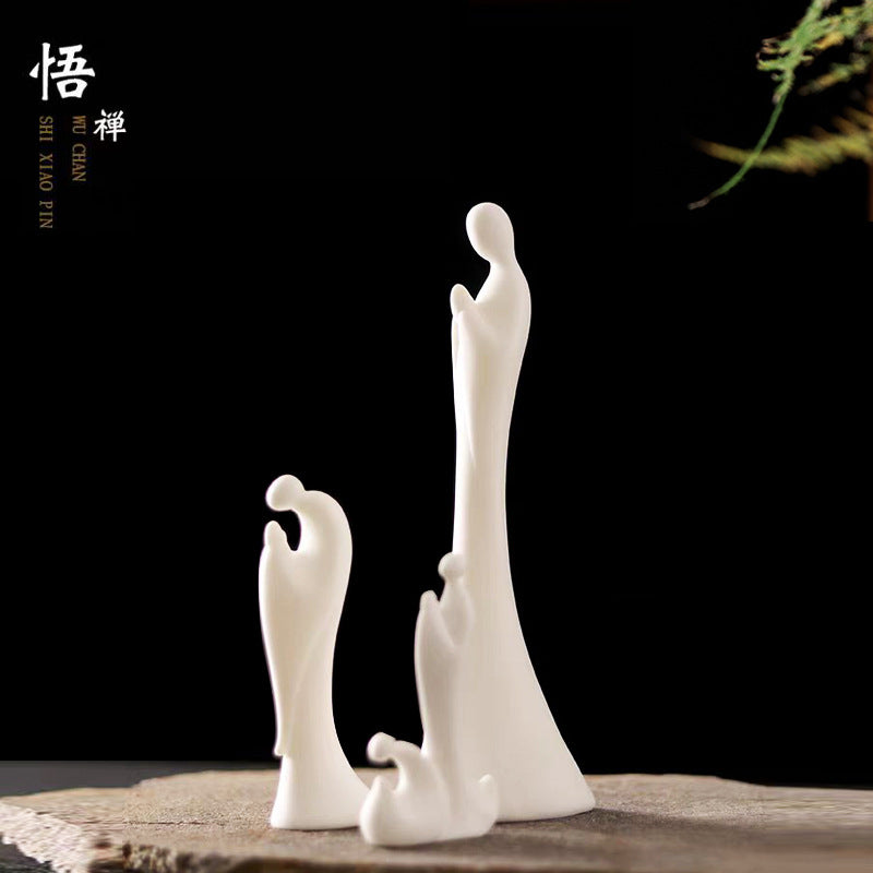zensoullab Creative Ceramic Phaseless Buddha Figurine Living Room Tea Ceremony White Porcelain Little Monk Zen Style Chinese Minimalist Decorative Ornament
