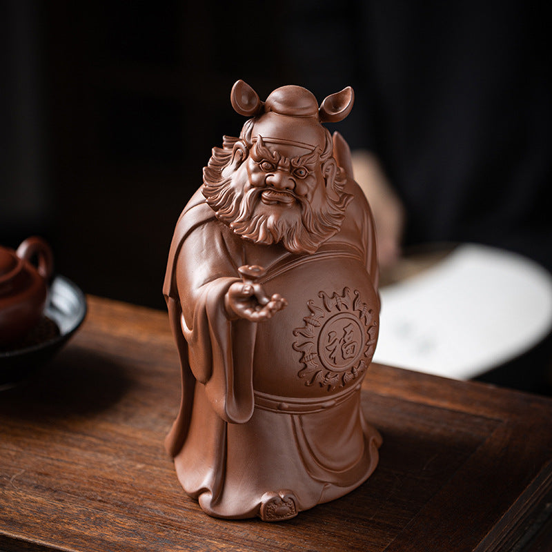 zensoullab Zen Style Chinese Purple Clay Zhongkui Blessing Figurine Creative Home Living Room Study Entrance Craft Decoration Ornament