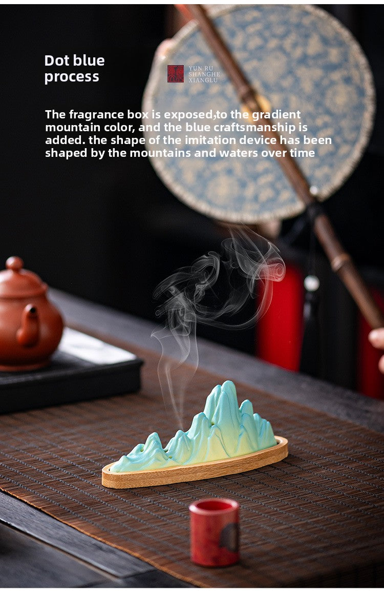 zensoullab Thousand Miles of Rivers and Mountains Ceramic Creative Incense Burner Small Incense Holder Home Indoor Zen Tea Room Aromatherapy Burner Ornament