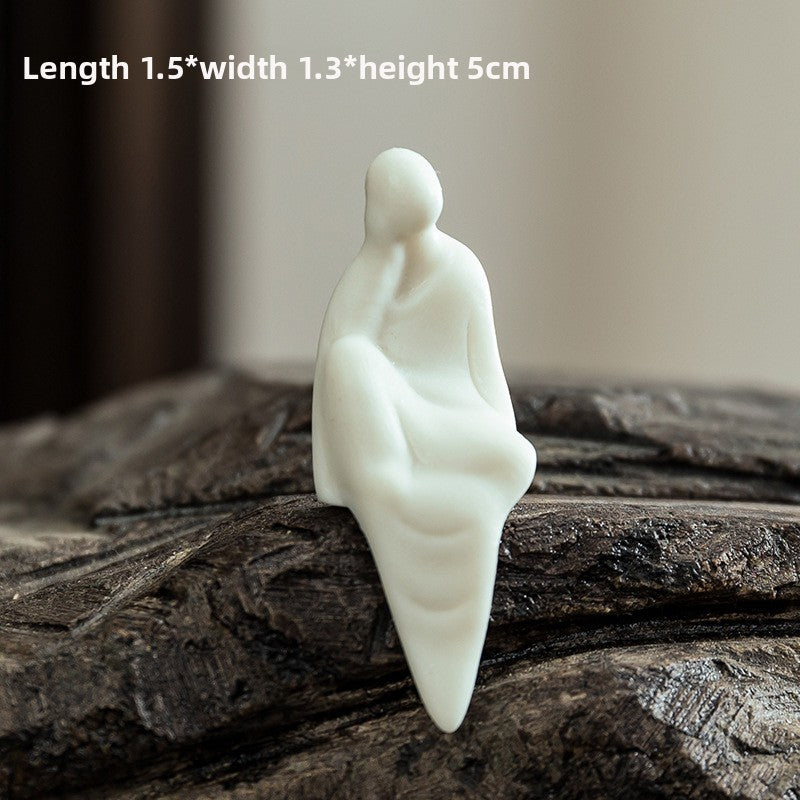 zensoullab Mini Ceramic Fingertip Small Buddha Zen White Porcelain Formless Buddha Little Monk Bonsai Fish Tank Micro Landscape Decoration Ornament