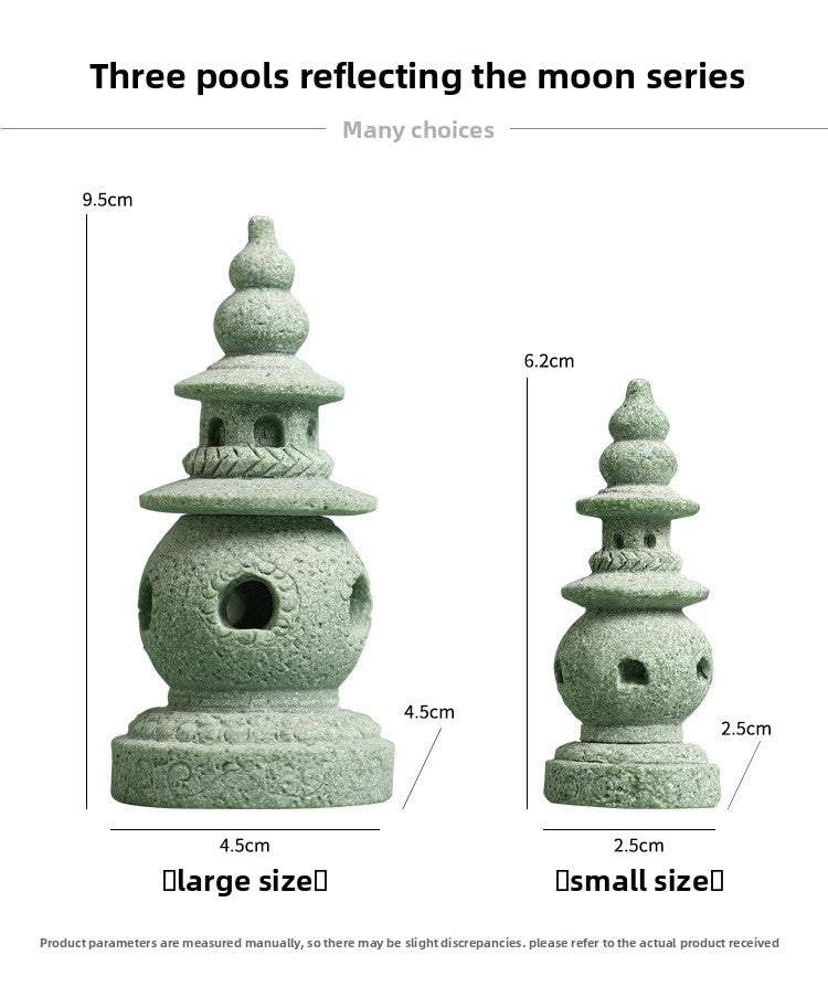 zensoullab Three Pools of Moonlight Small Stone Tower Chinese Style Palace Lantern Antique-Style Ornament Fish Tank Landscaping Micro Landscape Rockery Bonsai Small Decoration
