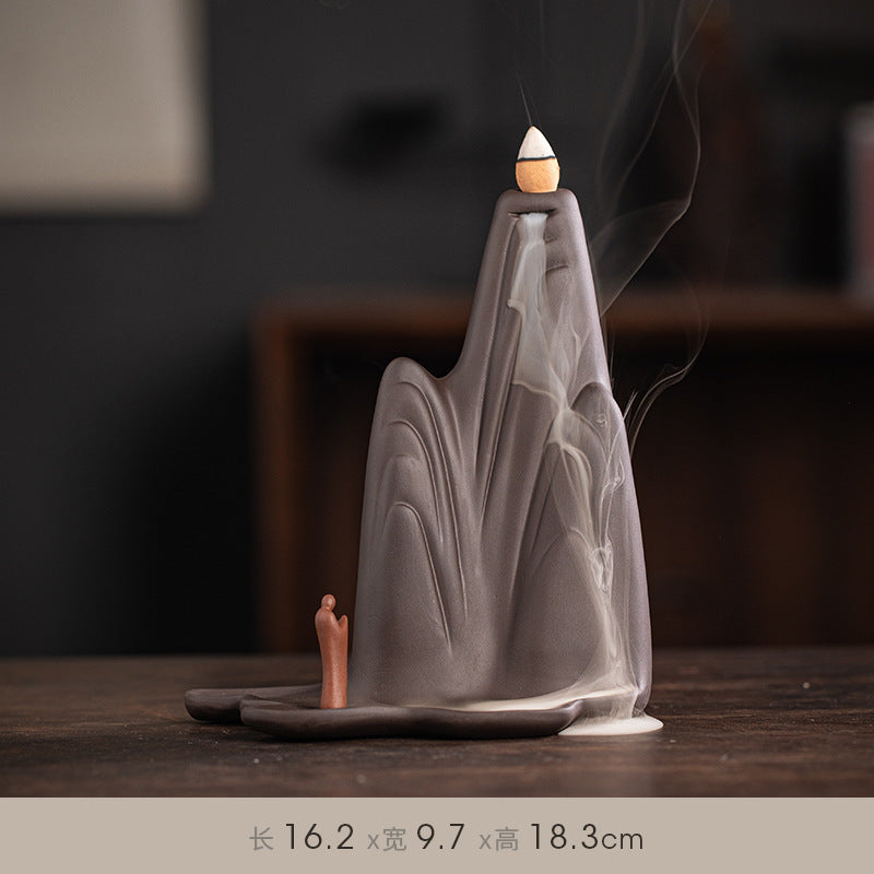 zensoullab Zen Style Chinese Backflow Incense Burner Mountain Water Landscape Desktop Ornament Creative Home Living Room Indoor Aromatherapy Burner