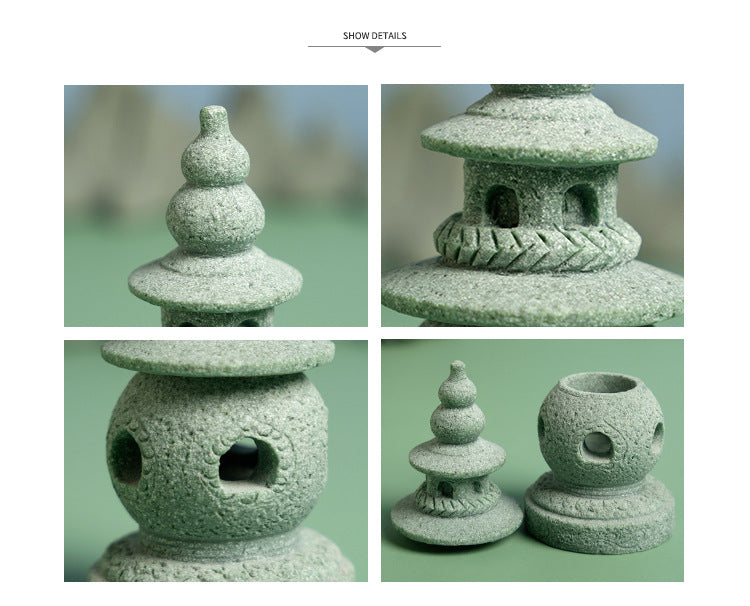 zensoullab Three Pools of Moonlight Small Stone Tower Chinese Style Palace Lantern Antique-Style Ornament Fish Tank Landscaping Micro Landscape Rockery Bonsai Small Decoration