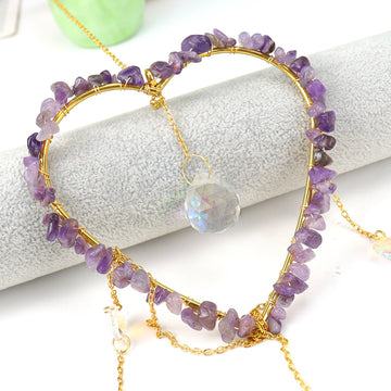 zensoullab Natural Raw Stone Crystal Wind Chime Sun Catcher Heart Hanging Holiday Home Decoration