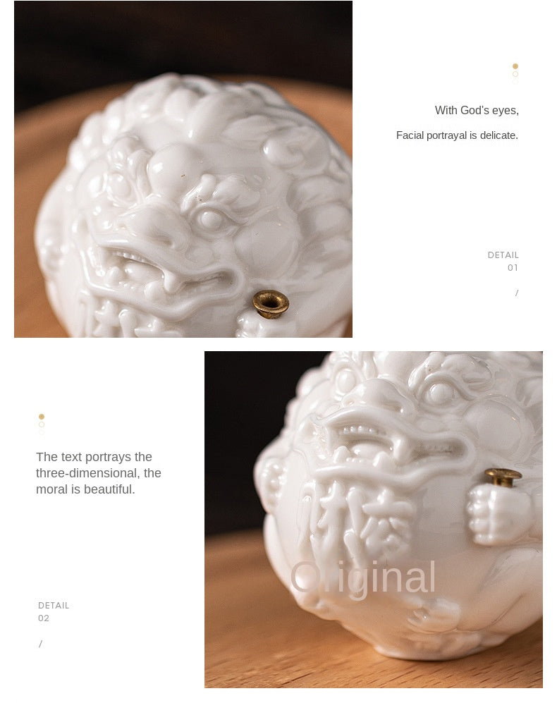 zensoullab White Porcelain Pixiu Incense Holder Wealth-Attracting Incense Holder Incense Burner Home Indoor Sandalwood Agarwood Incense Stand Incense Tray Desktop Ornament