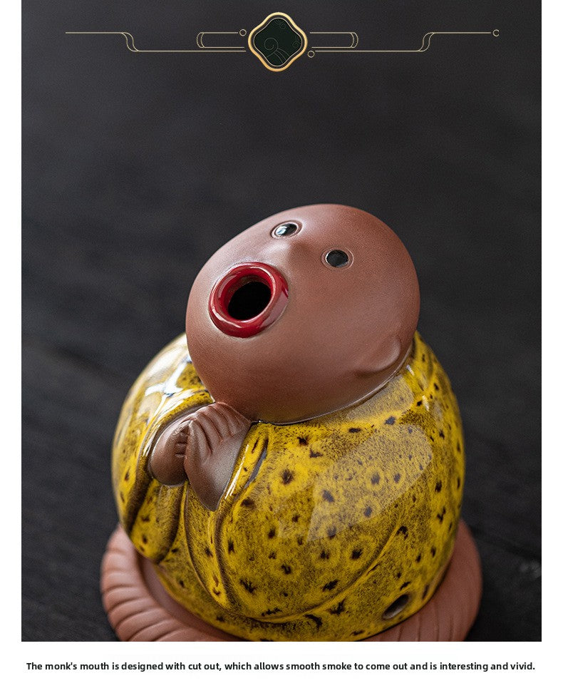 zensoullab Creative Little Monk Incense Burner Cute Aromatherapy Burner Ornament Zen Style Home Indoor Agarwood Sandalwood Incense Burner Incense Box