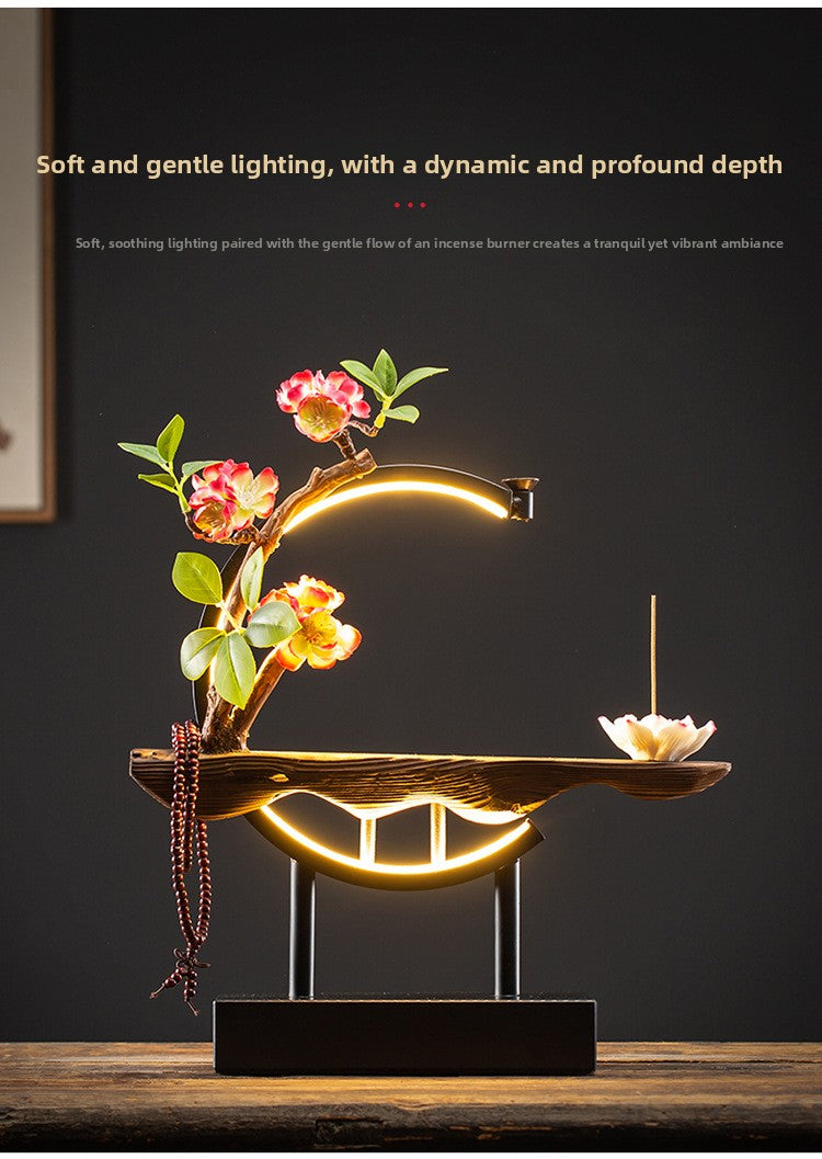zensoullab New Chinese Style Backflow Incense Ornament Creative Lamp Ring Home Aromatherapy Burner Office Living Room Entrance Desktop Decoration
