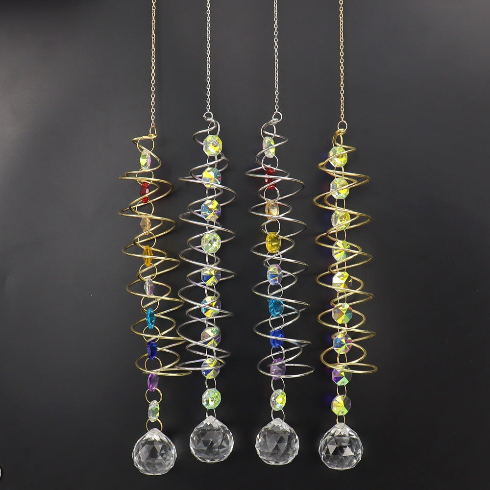 zensoullab Spiral Spinner Sun Catcher Crystal Wind Chime Rainbow Maker Rotating Hook Garden Decoration
