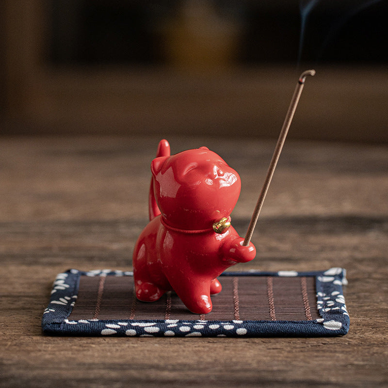 Zensoullab Creative Cute Little White Rabbit Ceramic Aromatherapy Stove Decoration Tea Ornaments Cover Living Room Home Incense Sandalwood Incense Stick Holder