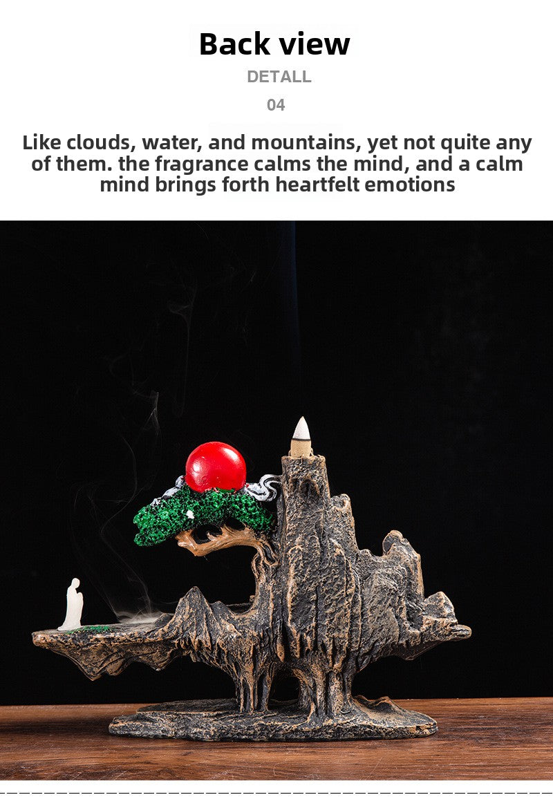 zensoullab Zen Large Backflow Incense Burner Pastoral Resin Sandalwood Burner Home Living Room Indoor Backflow Incense Ornament Pastoral Style