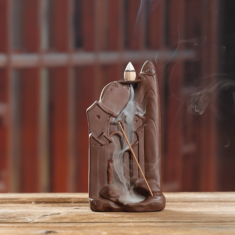 zensoullab Original Ceramic Backflow Incense Burner Watchful Landscape Aromatherapy Burner Sandalwood Incense Home Decor Incense Holder