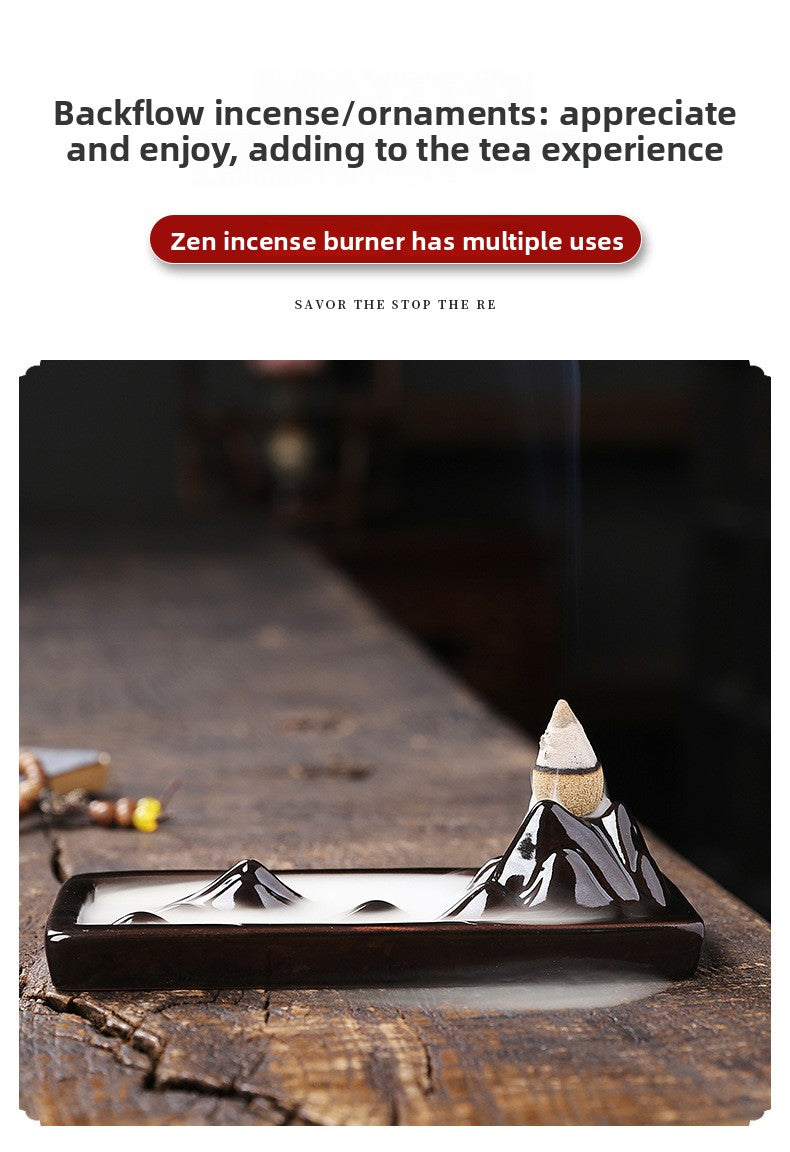 zensoullab Ceramic Mountain Water Backflow Incense Burner Creative Backflow Incense Burner Ornament