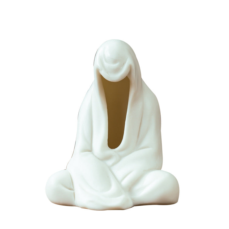 Zensoullab Creative Ceramic Crafts Decoration Zen Buddha Character Tea Space Chinese Living Room White Porcelain Fish Tank Decorations