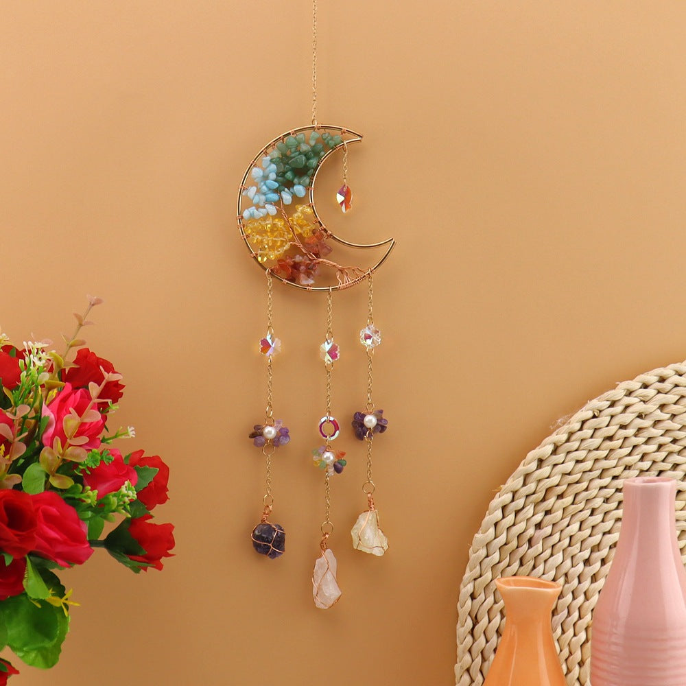 zensoullab Crystal Pendant Metal Moon Sun Catcher Outdoor Window Hanging Decoration Craft Pendant