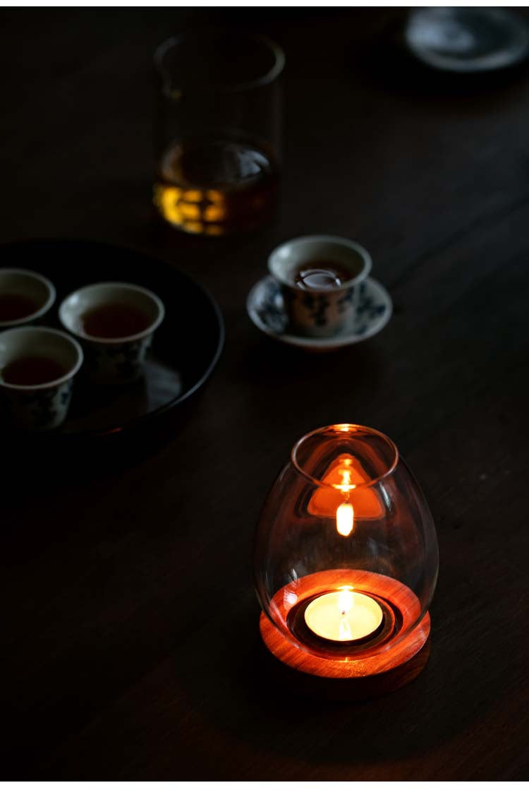 zensoullab Japanese Style Glass Candle Holder Creative Ornament Candle Romantic Home Zen Retro Aromatherapy Windproof Table Cover Desktop Decoration