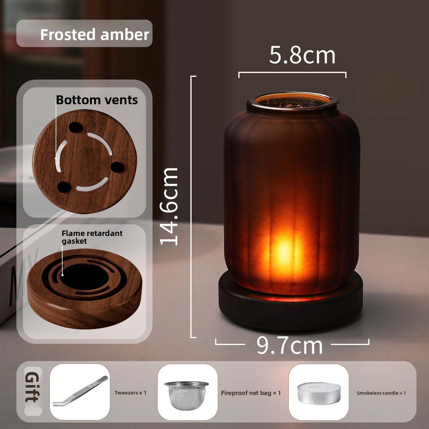 zensoullab Home Beauty Salon Glass Candle Holder Calming Aromatherapy Lamp Sandalwood Agarwood Incense Powder Incense Burner Chinese Style Candle Agarwood Lamp