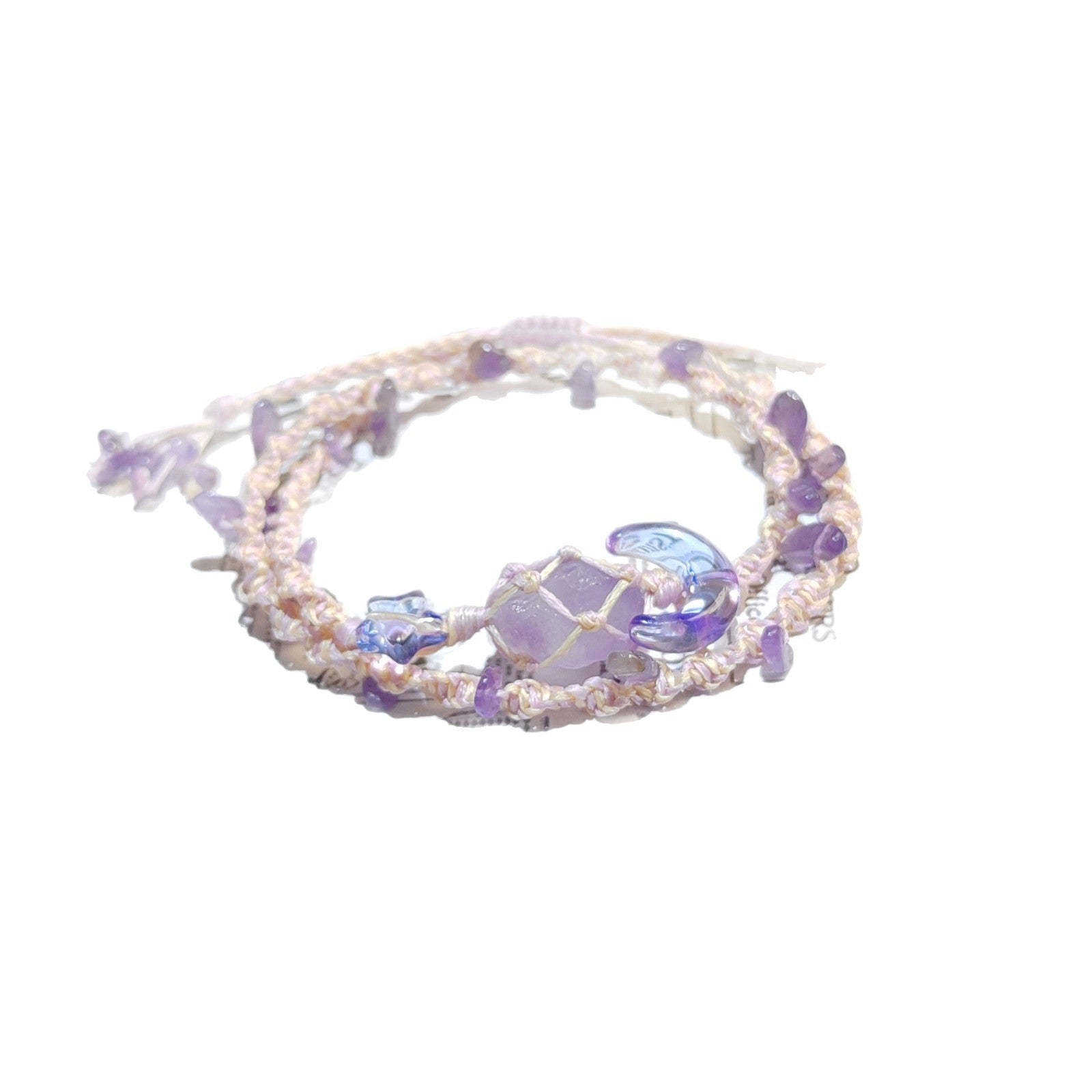 zensoullab Star Moon Amethyst Bracelet Heavy Craft Double Layer Stacking Wear
