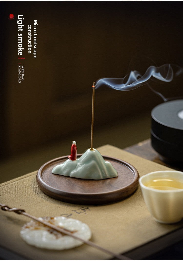 zensoullab Zen Rockery Incense Holder Ornament Tea Ceremony Incense Burner Tea Room Living Room Home Aromatherapy Burner Incense Stand Creative Incense Tool Sandalwood