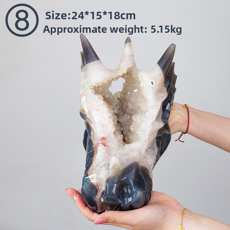 zensoullab Natural Crystal Faucet Ornament Agate Geode Hand-Carved Piece Raw Stone Polished Crystal Craft Desktop Decoration