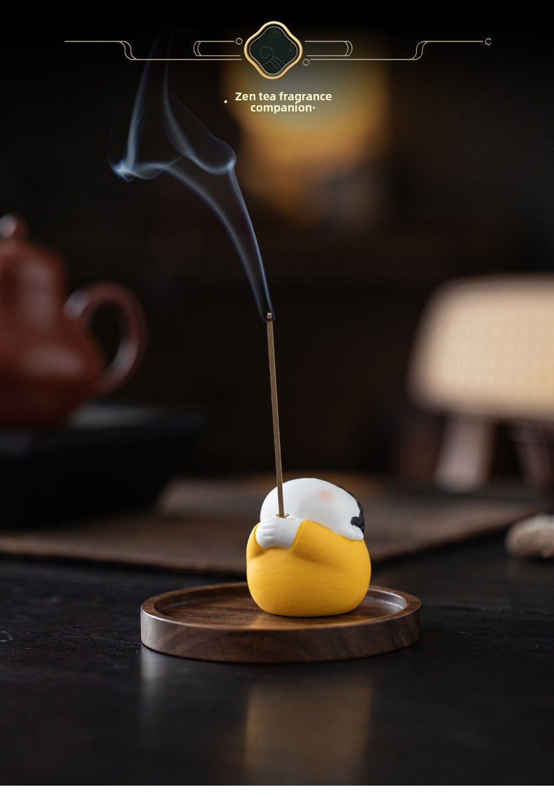 zensoullab Ceramic Cute Little Tathagata Incense Burner for Home Indoor Aromatherapy Small Ornament High-end Incense Holder Tea Table Incense Ceremony