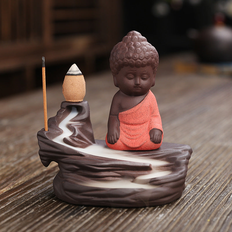 zensoullab Purple Clay Backflow Incense Burner Creative Ceramic Craft Gift Mountain Water Flow Small Tathagata Backflow Incense Burner Original