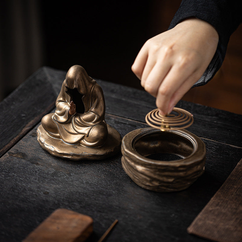 zensoullab Zen Style Incense Burner for Home Indoor Tea Ceremony Study Room Aromatherapy Ornament Sandalwood Agarwood Incense Burner Ceramic Craft