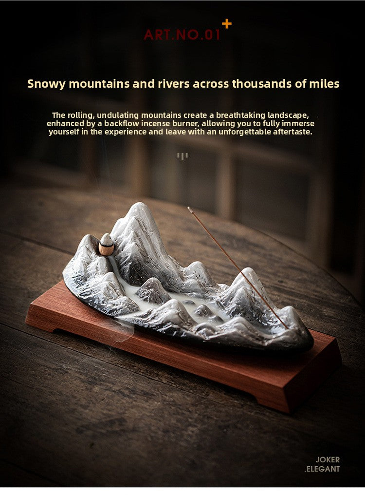 Zensoullab Thousand-Li Landscape Large Ceramic Flowback Incense Burner Home Indoor Incense Stick and Base Creative Aromatherapy Aromatherapy Stove Tea Ceremony Decoration