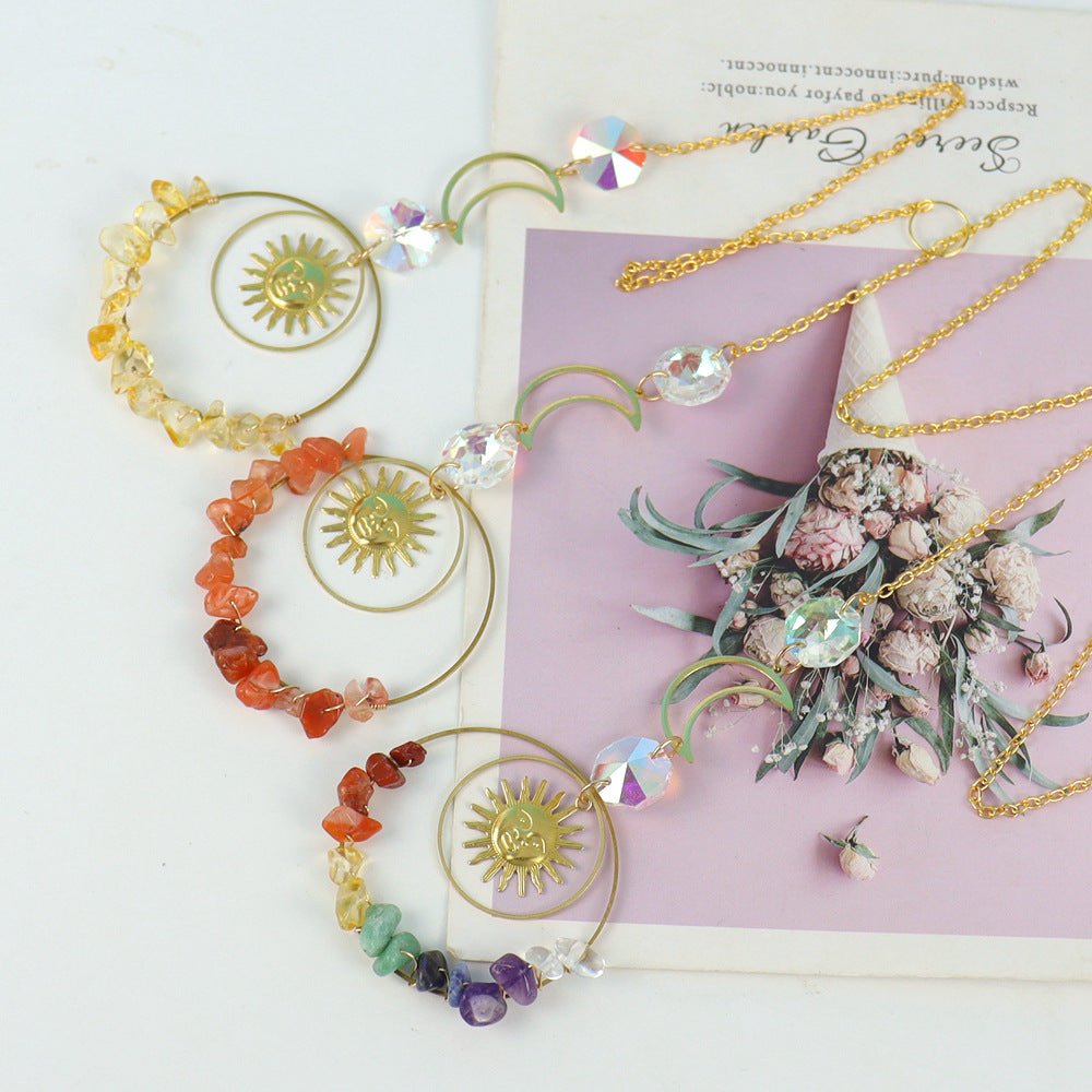 zensoullab Sun Catcher Sun Crystal Gravel Pendant Light Outdoor Hanging Window Wind Chime T37