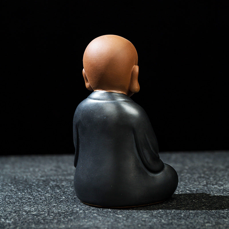 zensoullab Premium Yixing Zisha Little Monk Tea Pet Tea Tray Kung Fu Tea Set Accessories Ceramic Zen Little Sha Mu Figurine