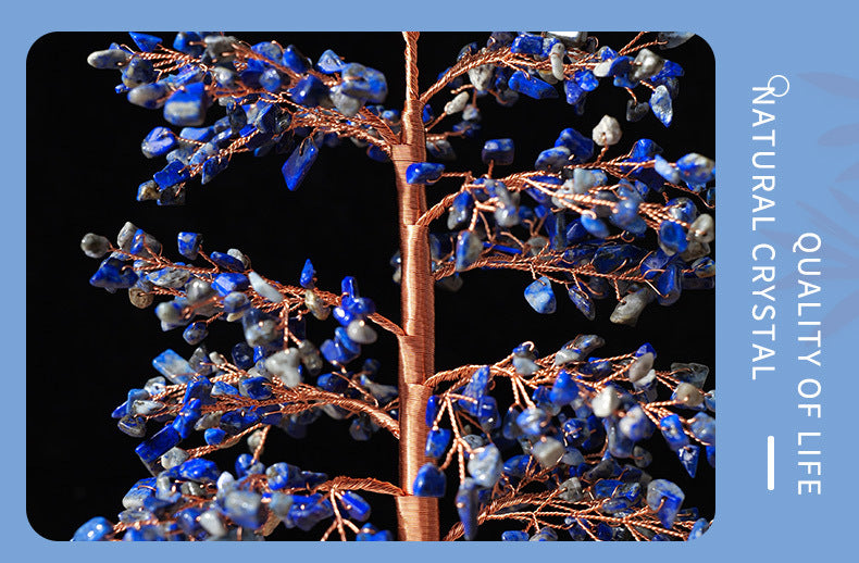 zensoullab Natural Yellow Crystal Crushed Stone Money Tree Hand-woven Copper Wire Home Office Opening Housewarming Wealth Tree Gift Ornament