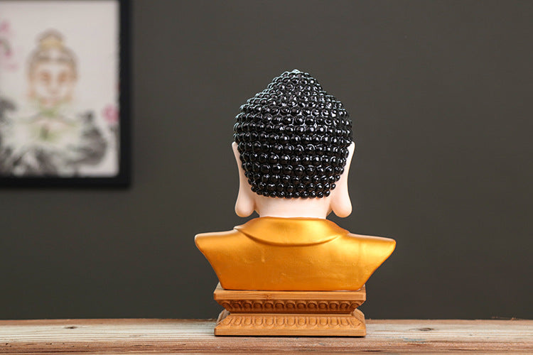 zensoullab Premium Ceramic Large Buddha Head Chinese Zen Style Buddha Statue Amitabha Buddha Tathagata Home Buddha Hall Gift Home Decoration