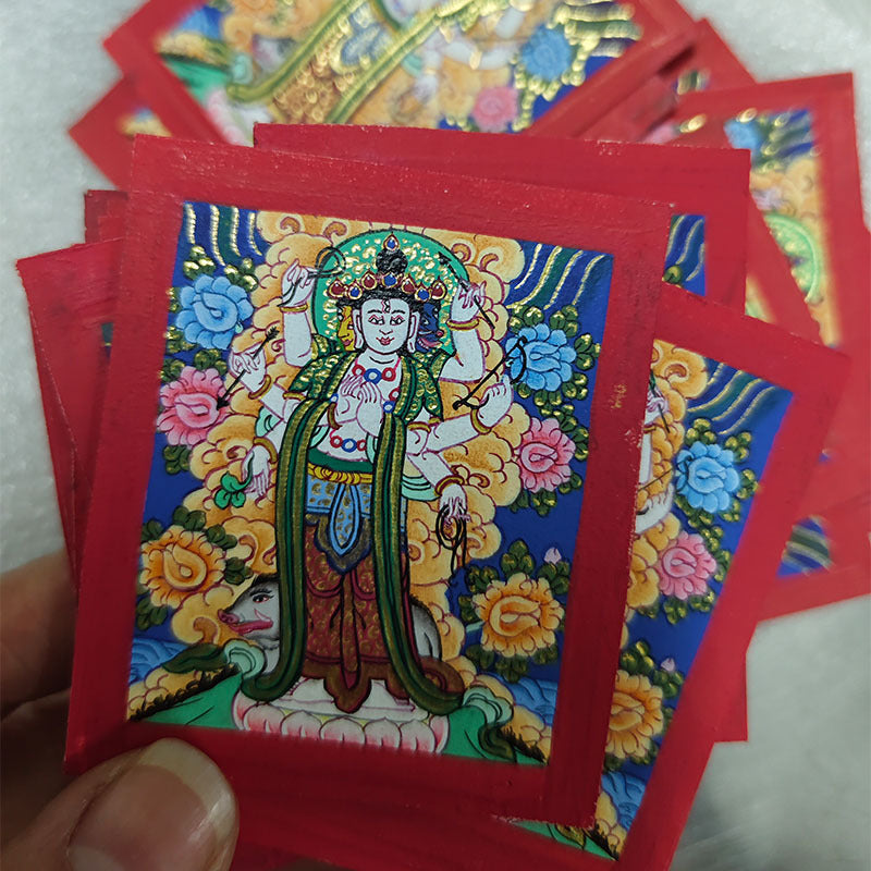 zensoullab Nepal Hand-painted Moli Branchi Tian Vajrasattva Thangka Tibetan Buddha Statue Bodhisattva Thangka Gawu Box Necklace Pendant