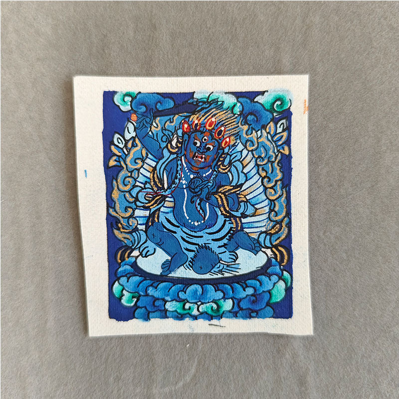 zensoullab Nepal Hand-painted Zodiac Buddha Guardian Small Thangka Portable Blue Thangka God of Wealth Green Tara Portable Necklace Pendant