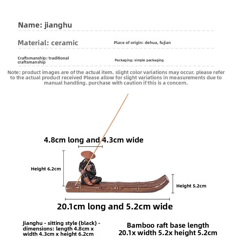 zensoullab Xie Ke Incense Burner for Home Indoor Sandalwood Agarwood Holder Zen Style Jiang Taigong Fishing Tea Room Ceramic Aromatherapy Burner Ornament