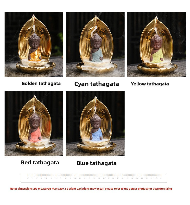 zensoullab Backflow Incense Burner Rulai Flowing Incense Gold Base Small Shaami Creative Backflow Incense Burner Home Incense Desktop Ornament
