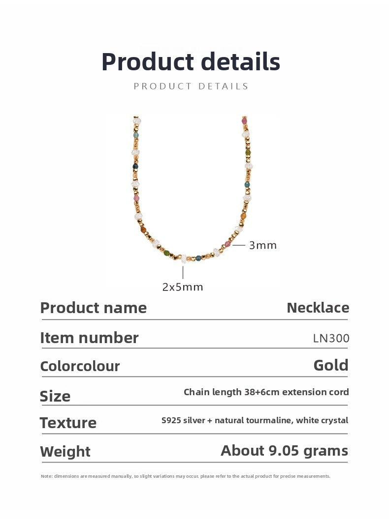 zensoullab Original Design S925 Sterling Silver Natural Tourmaline White Crystal Colorful Gemstone Bracelet for Women Exquisite Handmade Beaded