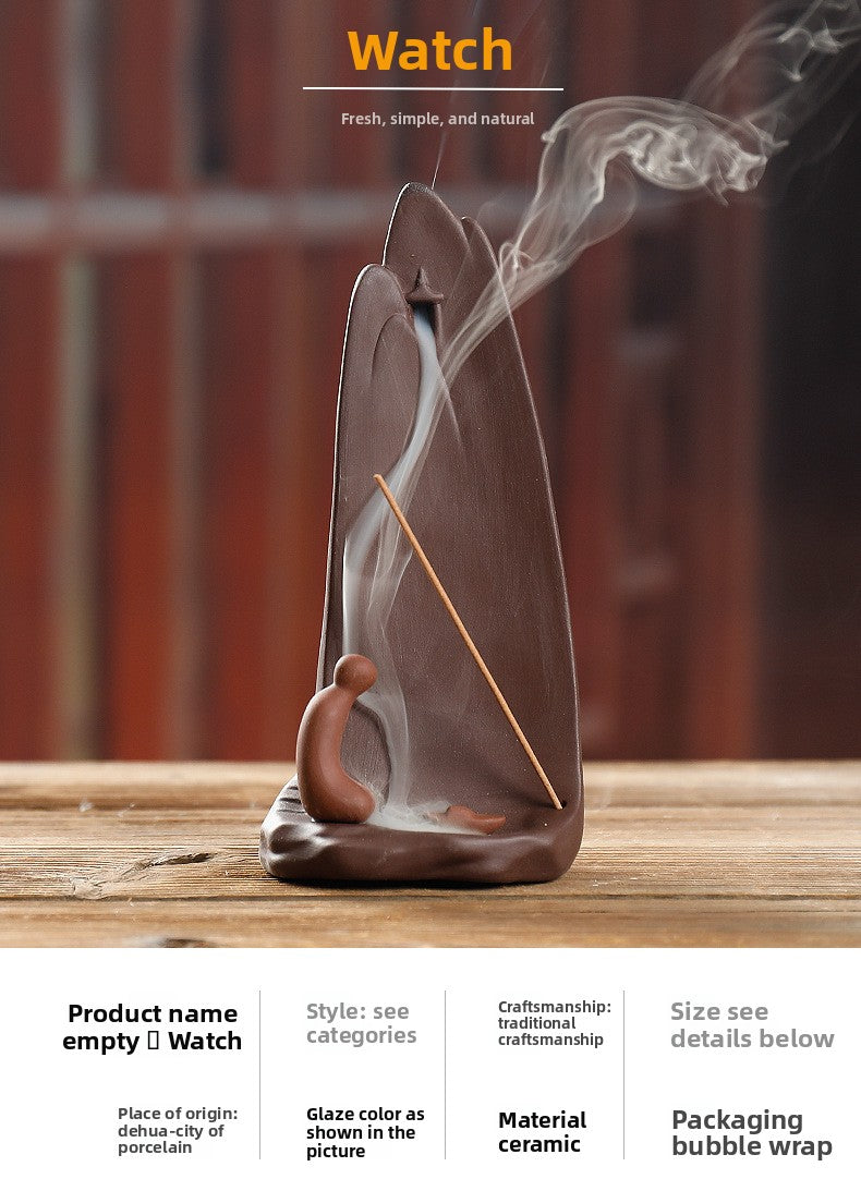 zensoullab Original Ceramic Backflow Incense Burner Watchful Landscape Aromatherapy Burner Sandalwood Incense Home Decor Incense Holder