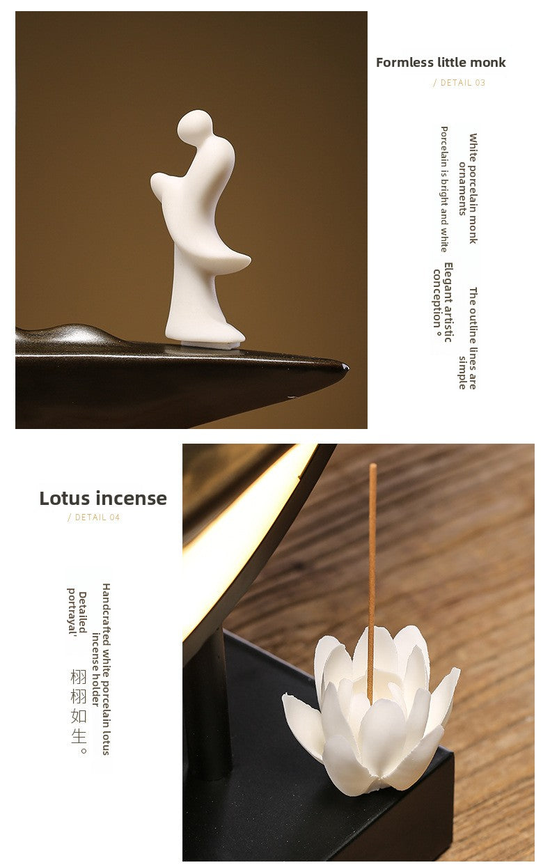zensoullab Zen Style Chinese Mountain Water Backflow Incense Burner Lamp Ring Creative Home Sandalwood Agarwood Indoor Aromatherapy Ornament