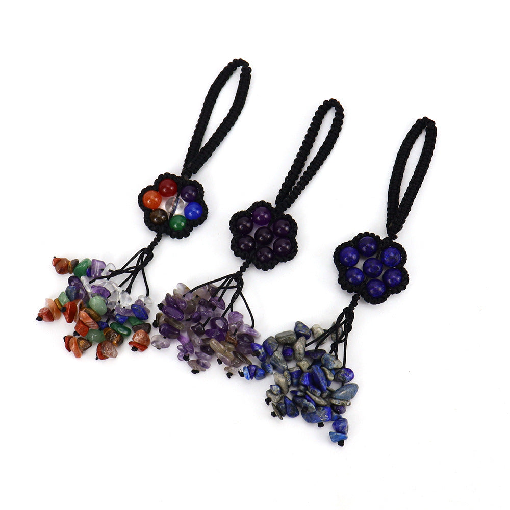 zensoullab Handmade Woven Crystal Colorful Round Bead Pendant Keychain Bag Pendant Car Hanging Ornament