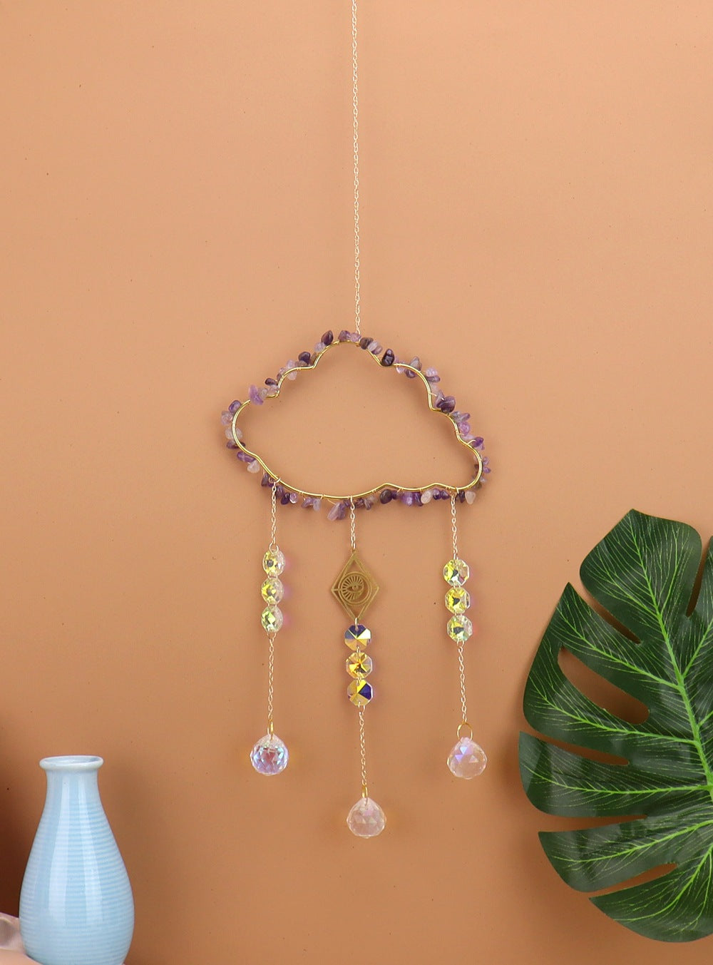 zensoullab Natural Crystal Gravel Handmade Crystal Decoration Pendant Window Outdoor Light Gathering Cloud Amethyst Sun Catcher