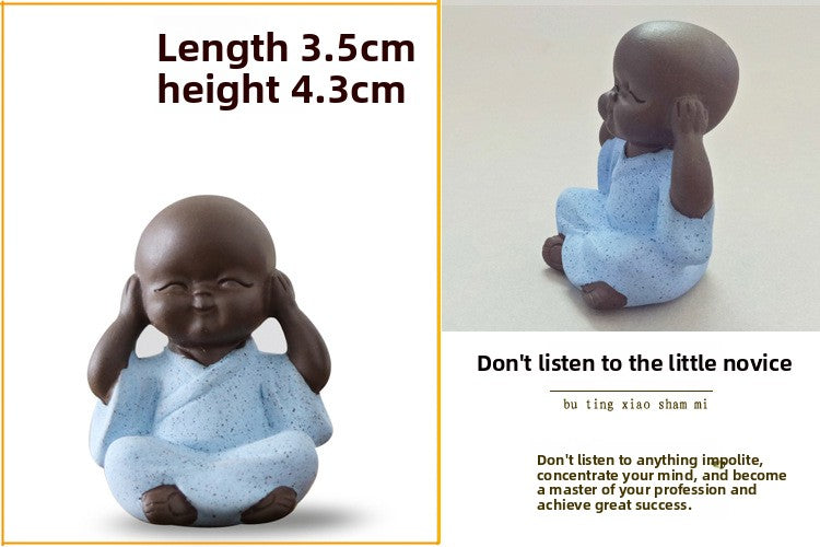 zensoullab Mini Cute Purple Clay Little Monk Tea Pet Ceramic Four Little Sha Mi Succulent Plant Decoration Creative Home Ornament