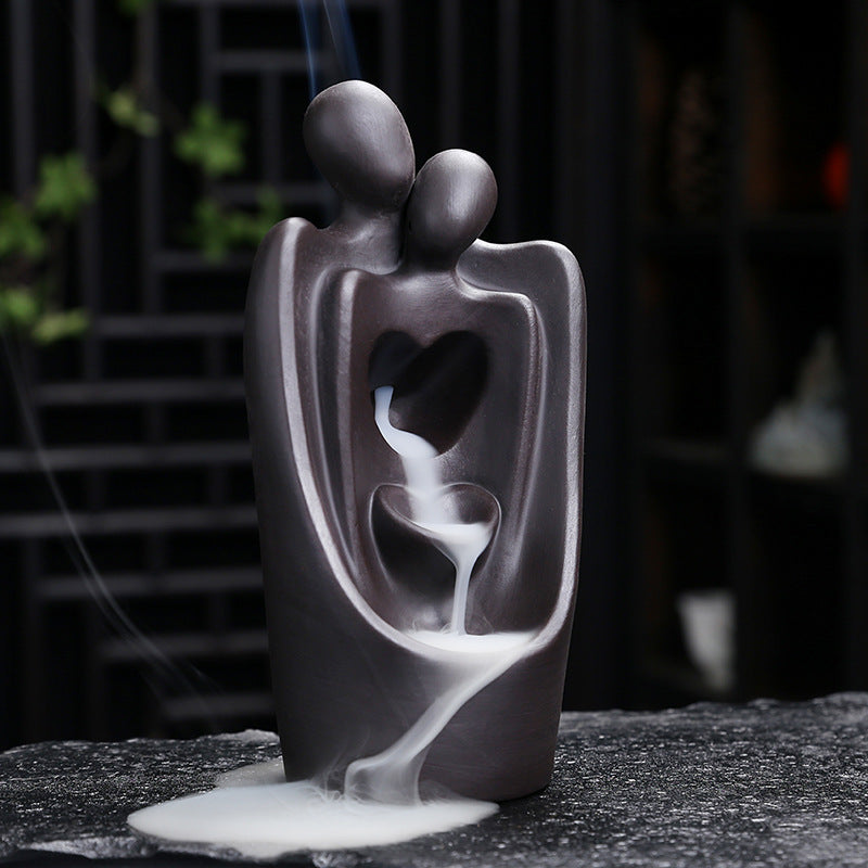 New Purple Clay Backflow Incense Burner Creative Perfect Match Smoke Incense Burner Home Tea Room Ornament Craft