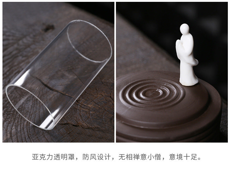 zensoullab Rulai Zen Windproof Cover Backflow Incense Burner Creative Purple Clay Yearly Abundance Backflow Burner Home Decor