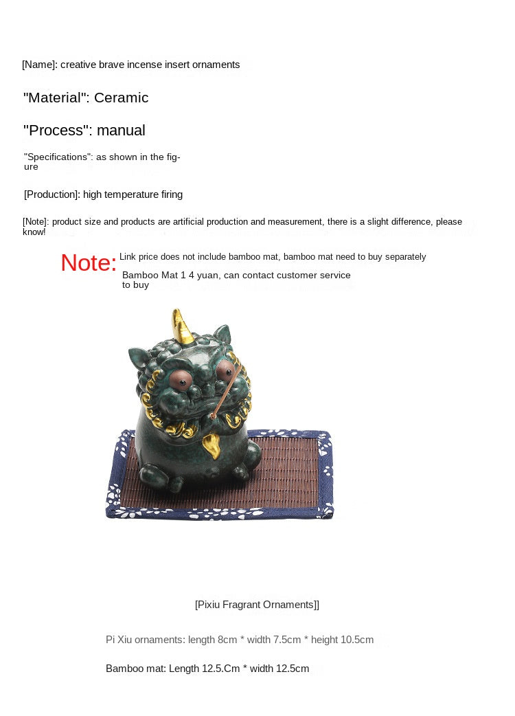 Zensoullab Creative Lucky Ceramic Incense Burner Decoration Tea Pet Incense Burner Living Room Decoration Household Sandalwood Incense Burner