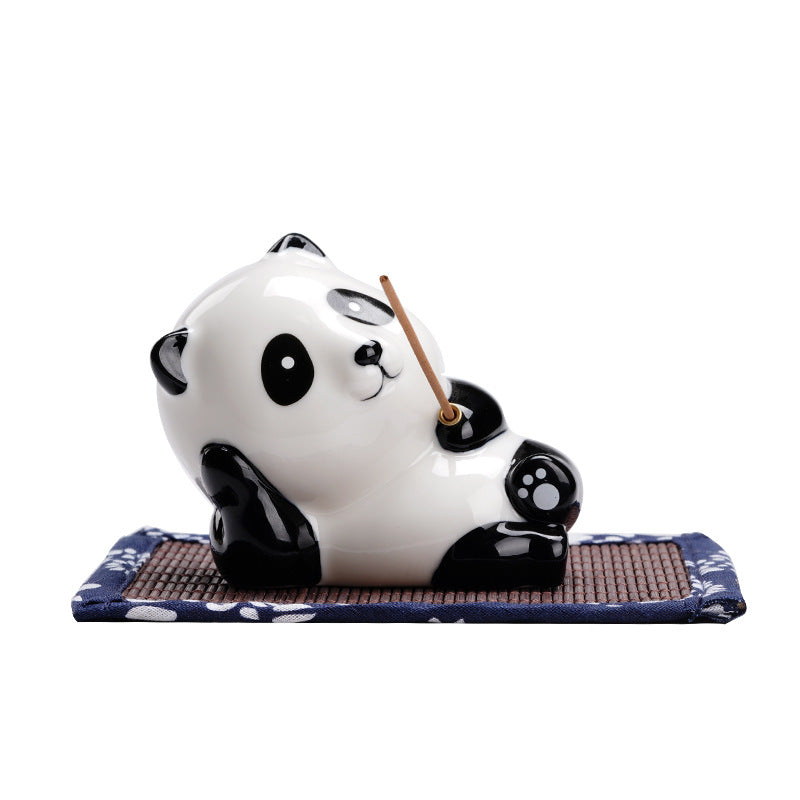 zensoullab Creative Cute Panda Hand-painted Ceramic Ornament Tea Pet Home Indoor Sandalwood Incense Holder Incense Tray Incense Stand