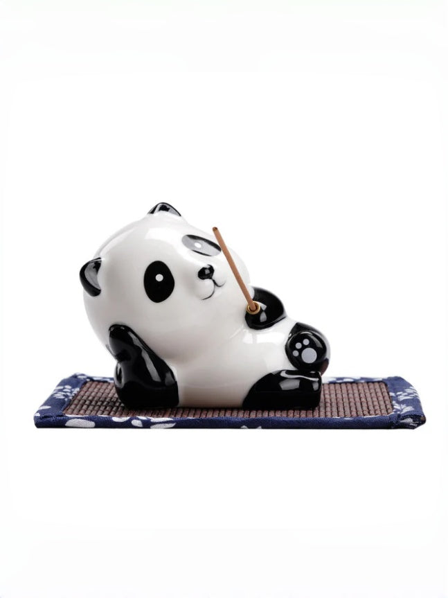 zensoullab Creative Cute Panda Hand-painted Ceramic Ornament Tea Pet Home Indoor Sandalwood Incense Holder Incense Tray Incense Stand